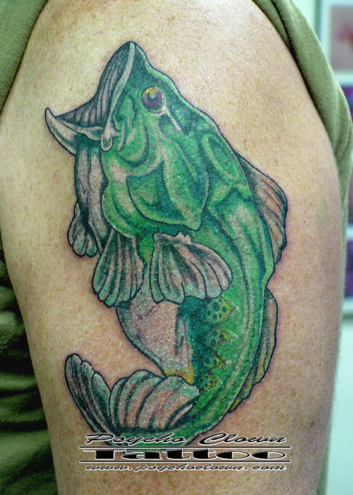 Fishing Bass Tattoo on Back Let us see your fishing tattoos!