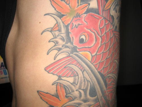 Nice Japanese Koi Tattoo on Belly