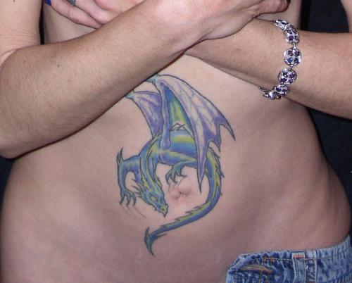 blue dragon tattoo. Blue Dragon Belly Tattoo