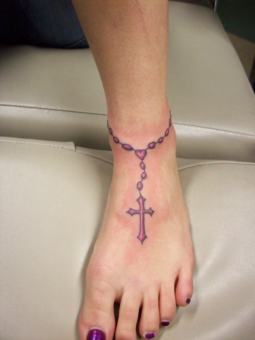 rosaries tattoo designs. Rosary Ankle Tattoo