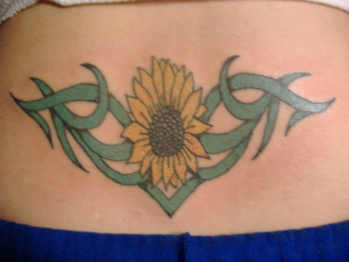 sunflower tattoo back. Tribal Sun Flower Tattoo