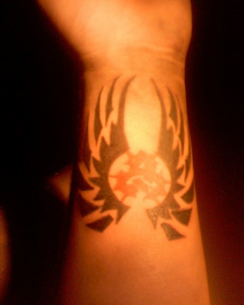 Triquetra Tribal Wings Tattoo Posted on August 30 2010 Leave a comment